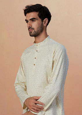 Cream Floral Printed Short Kurta image number 0